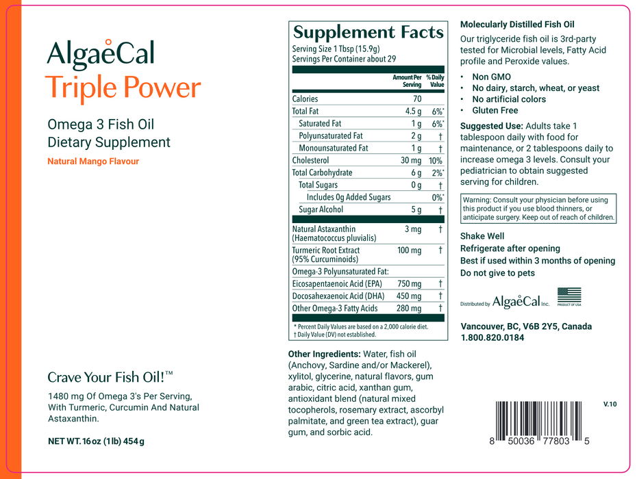 Triple Power Fish Oil (16 Ounces)-Vitamins & Supplements-AlgaeCal-Pine Street Clinic