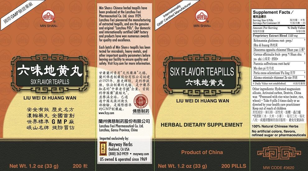 Six Flavor Teapills - Liu Wei Di Huang Wan (200 Pills)-Vitamins & Supplements-Min Shan-Pine Street Clinic