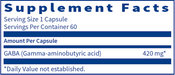 GABA (Gamma-aminobutyric acid) (60 Capsules)-Vitamins & Supplements-Klaire Labs - SFI Health-Pine Street Clinic