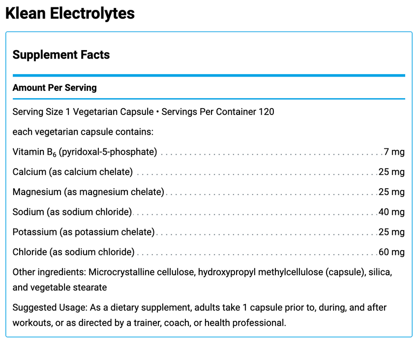 Klean Electrolytes (120 Capsules)-Vitamins & Supplements-Klean Athlete-Pine Street Clinic