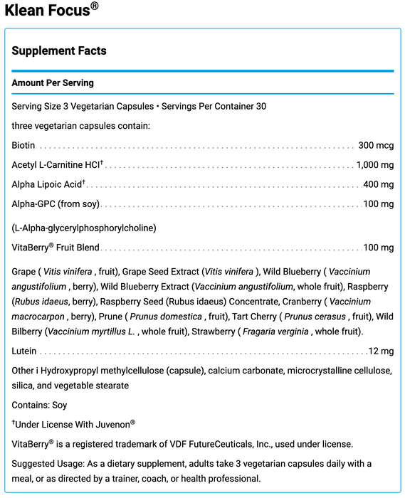 Klean Focus (90 Capsules)-Vitamins & Supplements-Klean Athlete-Pine Street Clinic