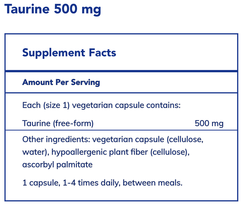 Taurine (500 mg) (60 Capsules)-Vitamins & Supplements-Pure Encapsulations-Pine Street Clinic