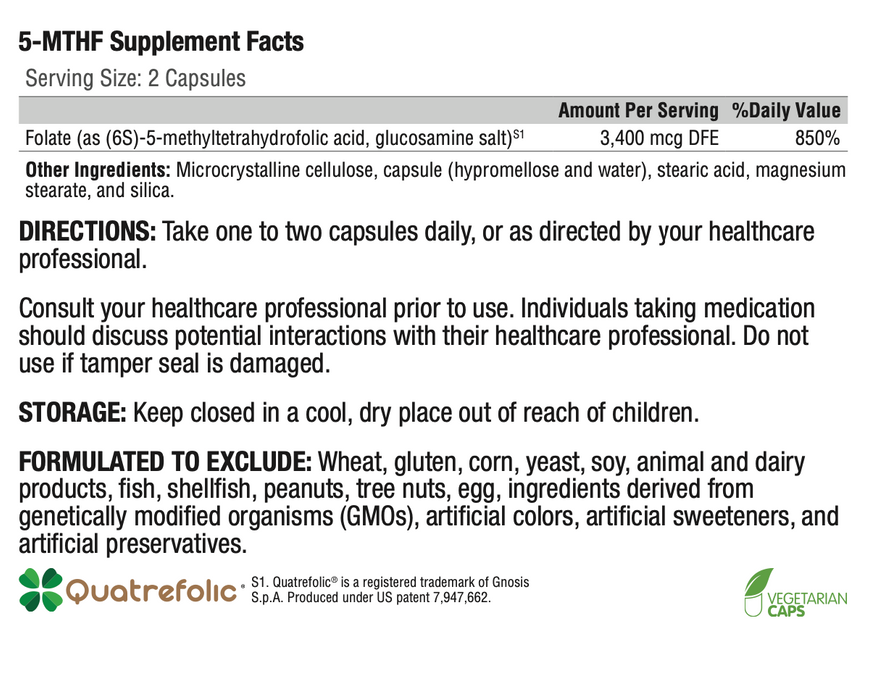 5-MTHF (60 Capsules)-Vitamins & Supplements-Xymogen-Pine Street Clinic