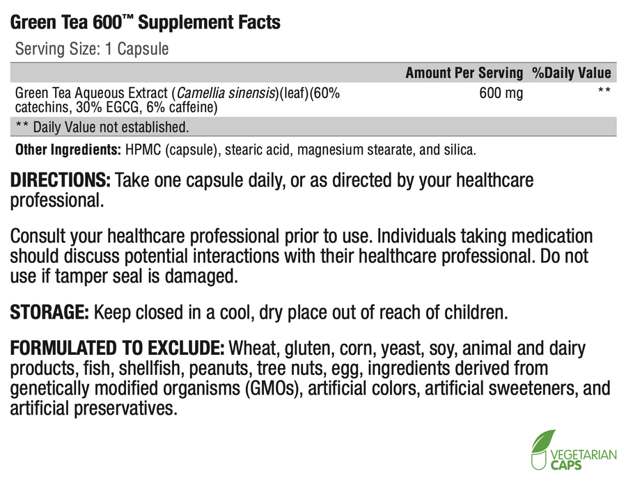 Green Tea 600 (60 Capsules)-Vitamins & Supplements-Xymogen-Pine Street Clinic