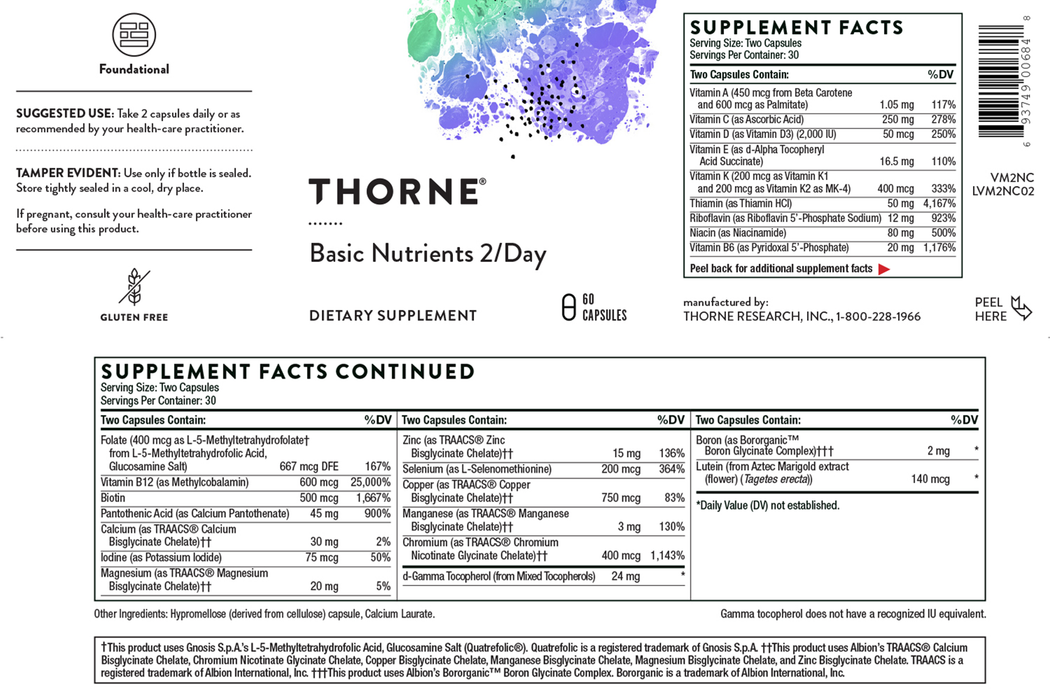 Basic Nutrients 2/Day (60 Capsules)-Vitamins & Supplements-Thorne-60 Capsules-Pine Street Clinic