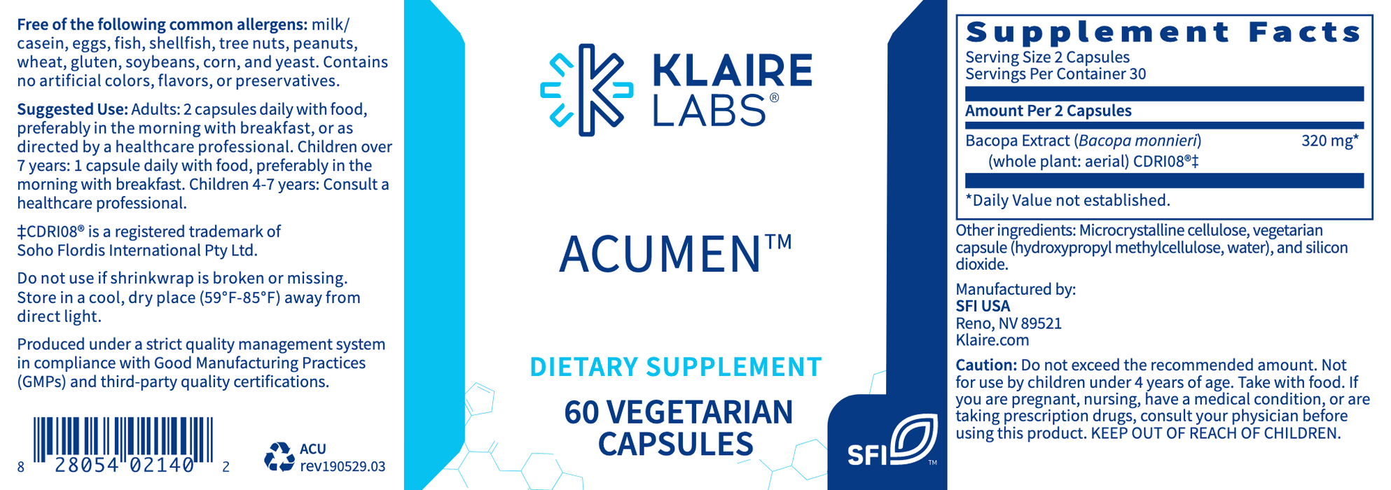 Acumen (60 Capsules)-Vitamins & Supplements-Klaire Labs - SFI Health-Pine Street Clinic