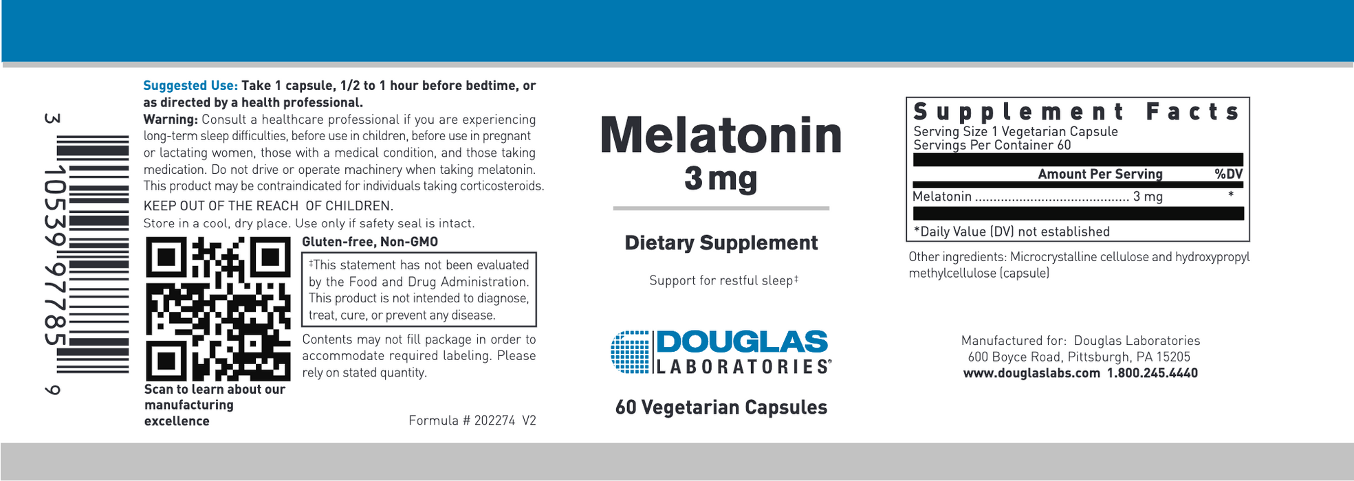 Melatonin (3mg) (60 Capsules)-Vitamins & Supplements-Douglas Laboratories-Pine Street Clinic