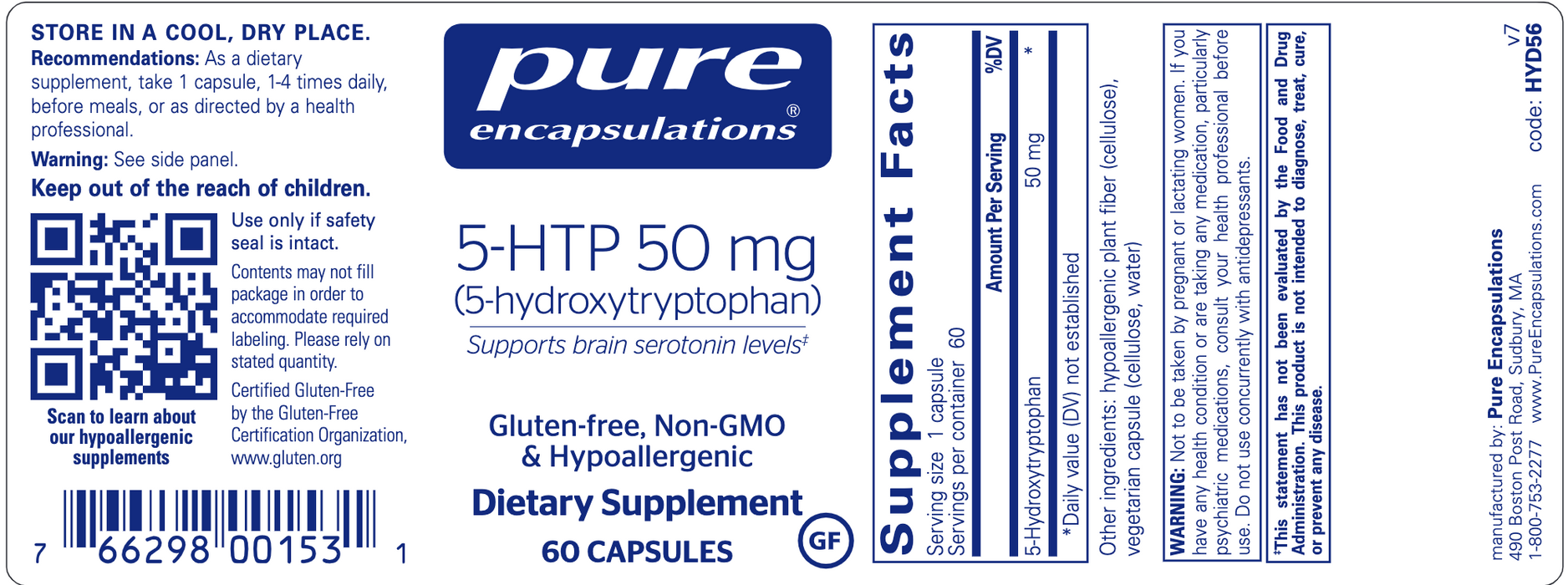5-HTP (5-Hydroxytryptophan) (50 mg)-Vitamins & Supplements-Pure Encapsulations-180 Capsules-Pine Street Clinic