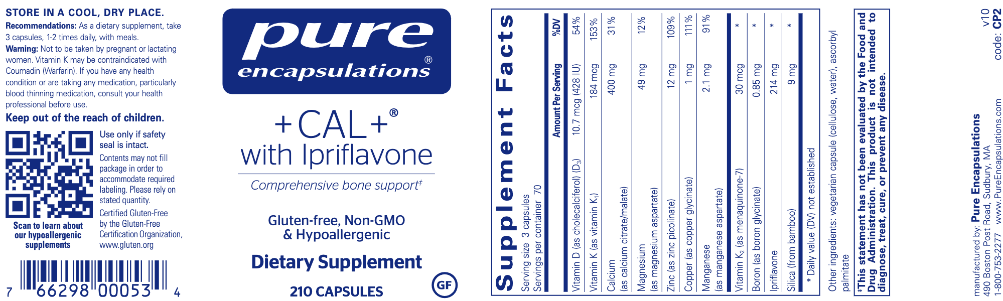 +CAL+ with Ipriflavone-Vitamins & Supplements-Pure Encapsulations-350 Capsules-Pine Street Clinic