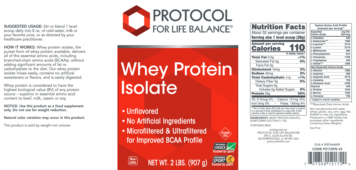Whey Protein Isolate Pure (2 Pounds)-Vitamins & Supplements-Protocol For Life Balance-Pine Street Clinic