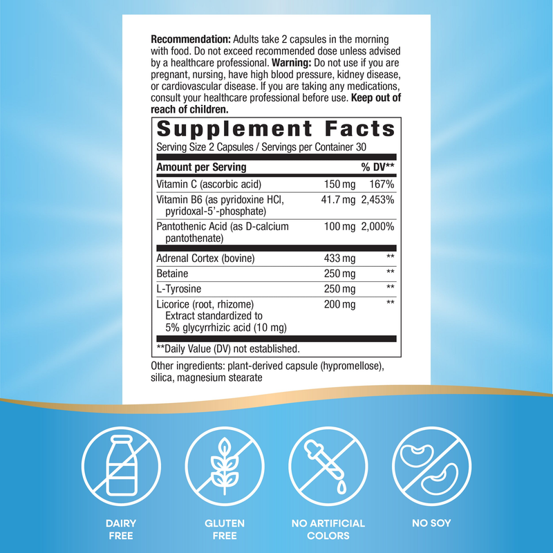 Fatigued to Fantastic! Adrenal Stress End (60 Capsules) — Supplement Facts