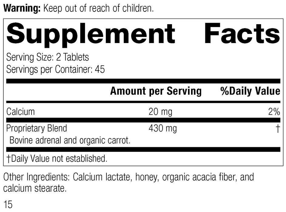 Adrenal Desiccated, 90 Tablets