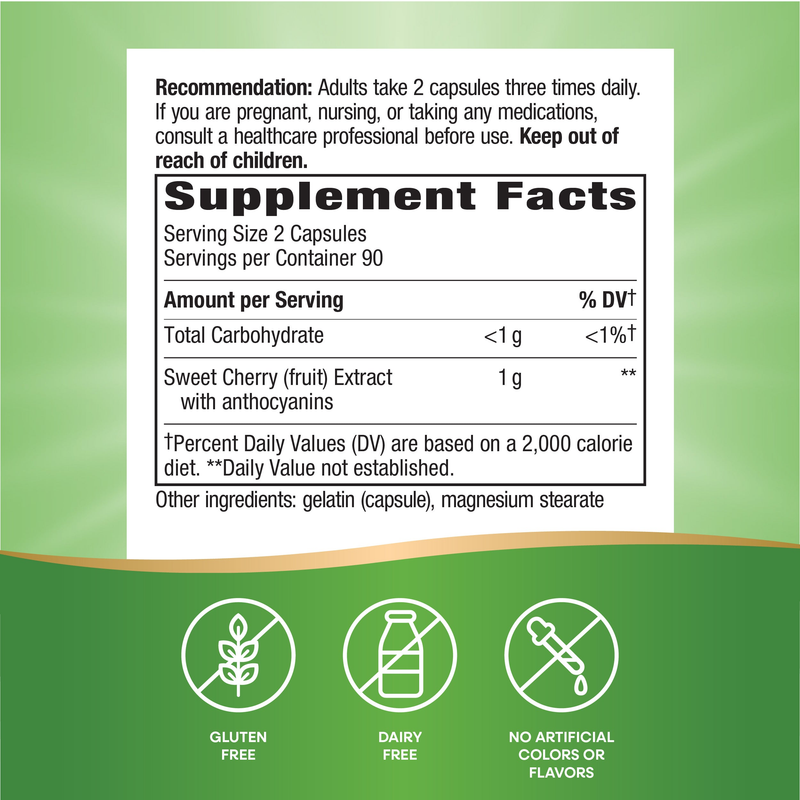 Cherry Fruit Extract (180 Capsules) — Supplement Facts