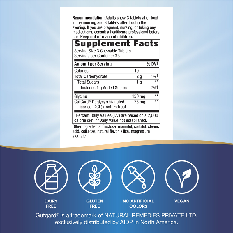 DGL Chewable (100 Tablets) — Supplement Facts