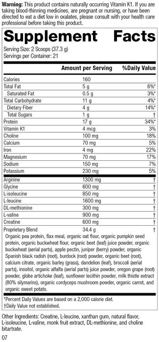SP Detox Balance™ Chai, 27.6 oz., Rev 07 Supplement Facts