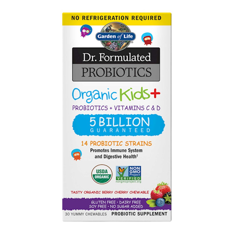Dr. Formulated Probiotics Organic Kids+ Shelf-Stable, Berry Cherry (30 Chewables)