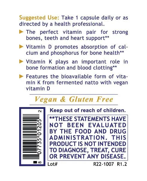 Vitamin D3+K2 (30 Capsules)