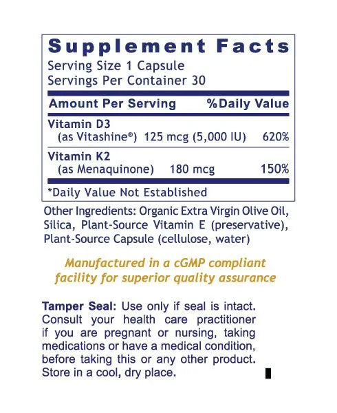 Vitamin D3+K2 (30 Capsules)