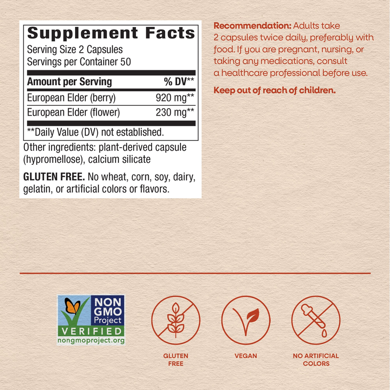 Black Elderberry (100 Capsules) — Supplement Facts