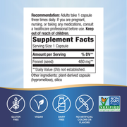 Fennel Seed (100 Capsules) — Supplement Facts
