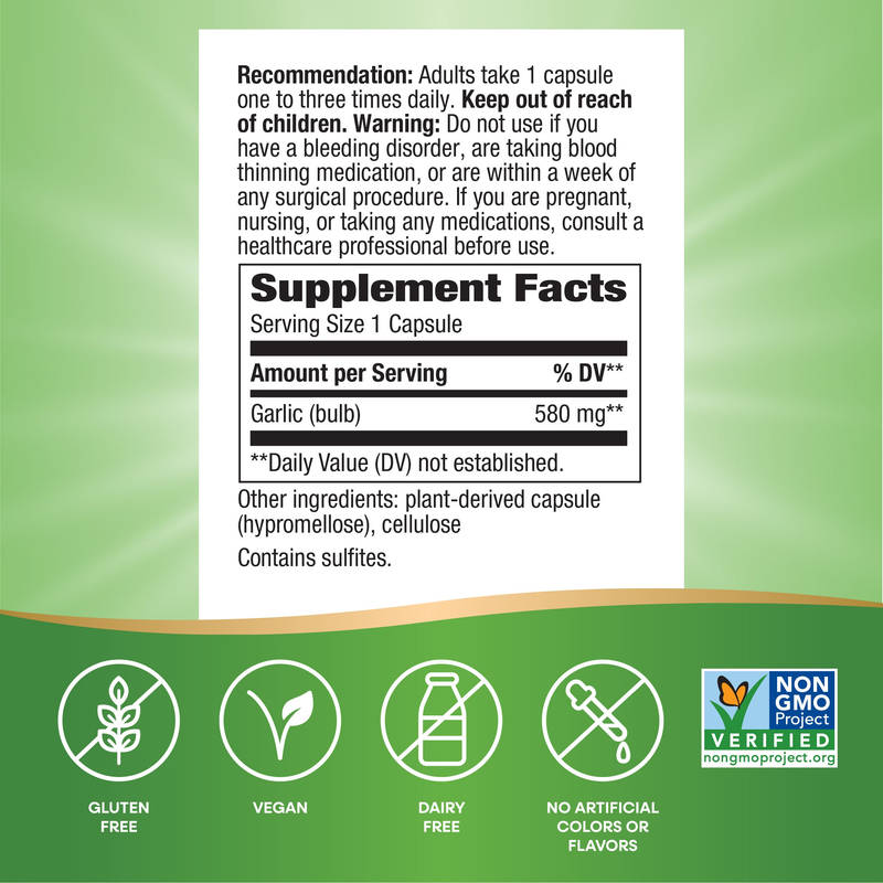 Garlic Bulb (100 Capsules) — Supplement Facts