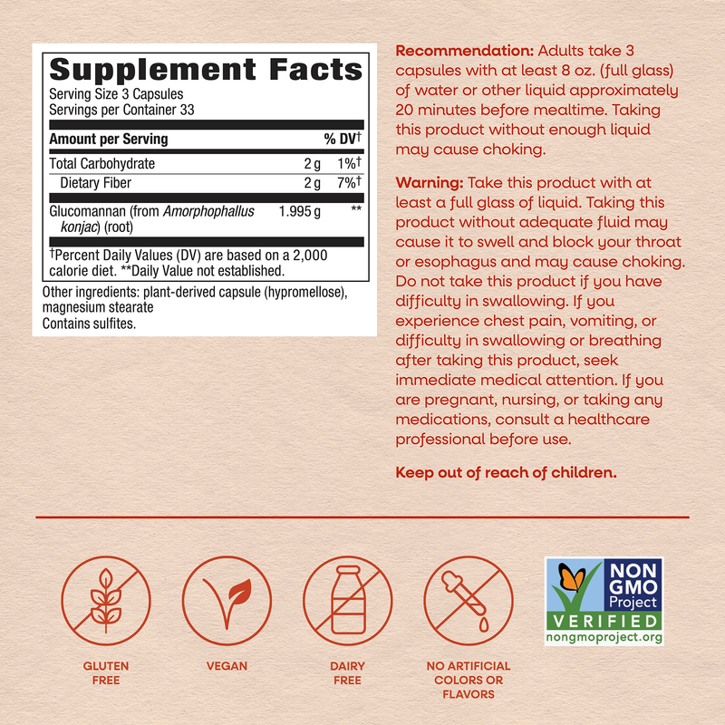 Glucomannan (100 Capsules) — Supplement Facts