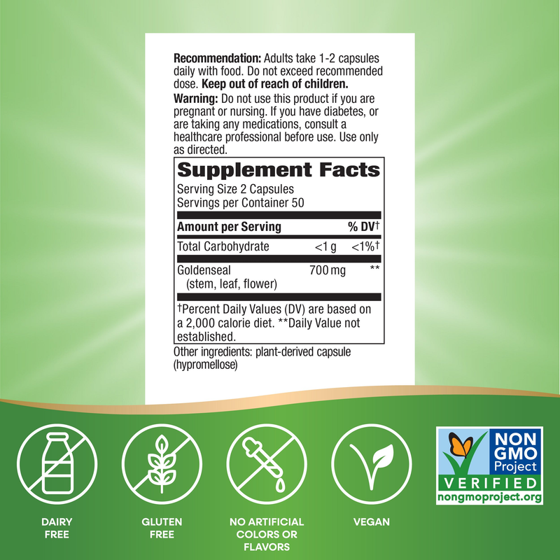 Goldenseal Herb (100 Capsules) — Supplement Facts