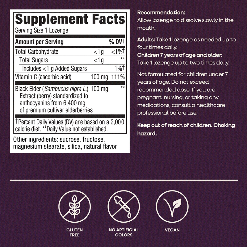 Sambucus Original Lozenges (30 Lozenges) — Supplement Facts