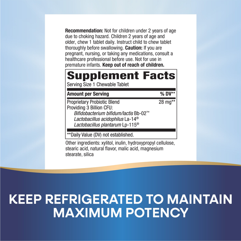 Primadophilus Kids (orange flavor) (30 Tablets) — Supplement Facts