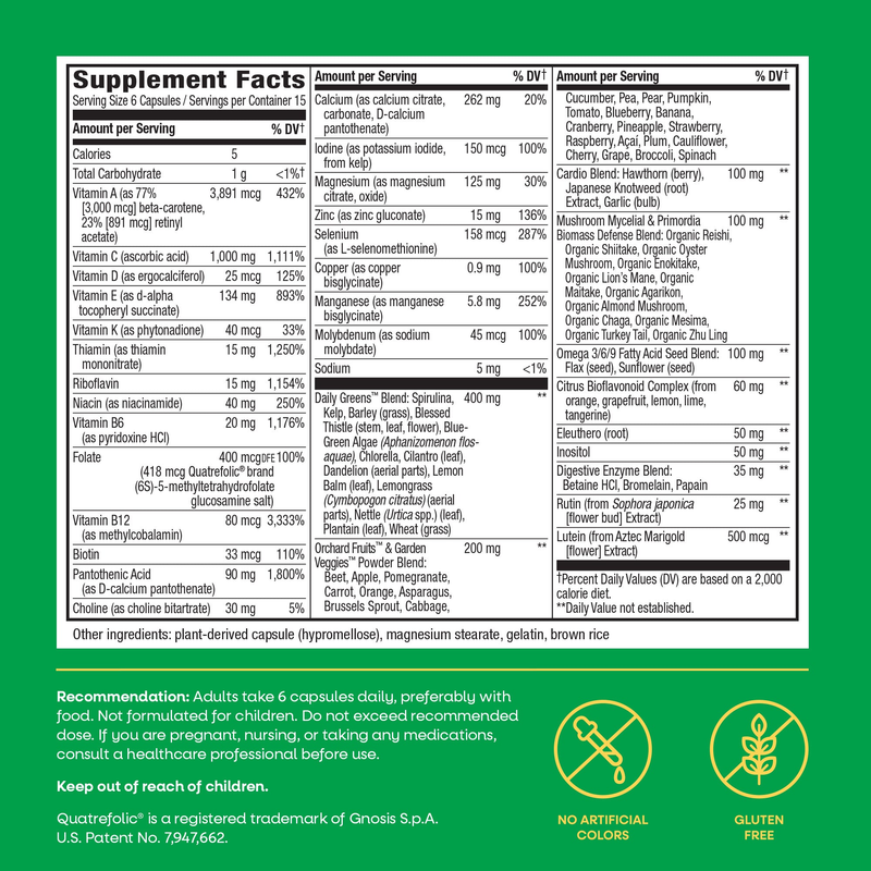 Alive!® Max6 Daily (90 Capsules) — Supplement Facts