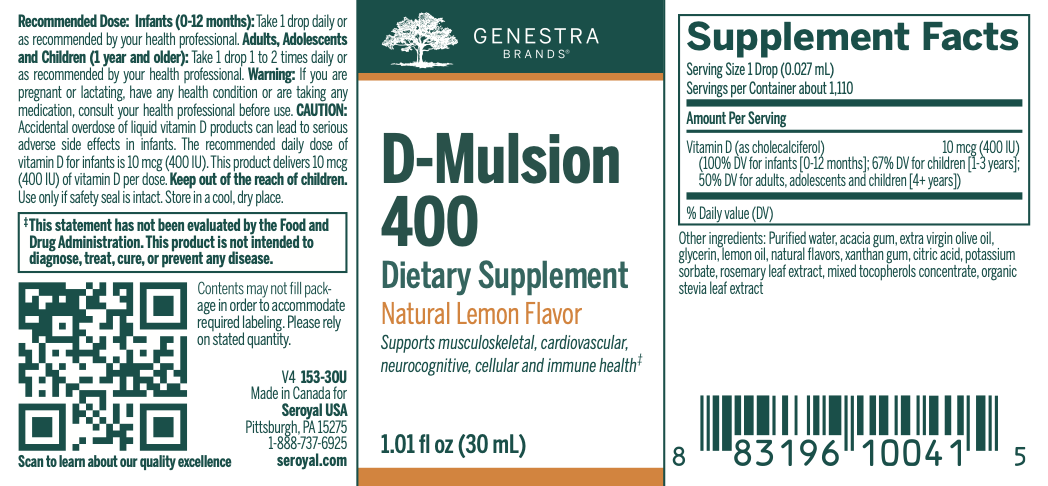 D-Mulsion 400 (30 mL)-Vitamins & Supplements-Genestra-Pine Street Clinic