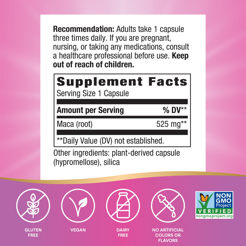 Maca Root (100 Capsules) — Supplement Facts