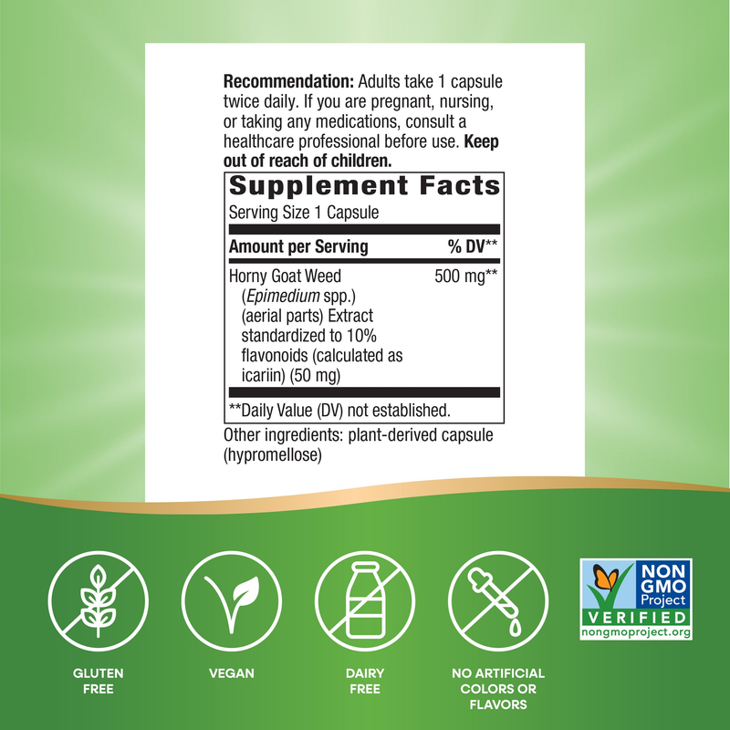 Horny Goat Weed Standardized (60 Capsules) — Supplement Facts