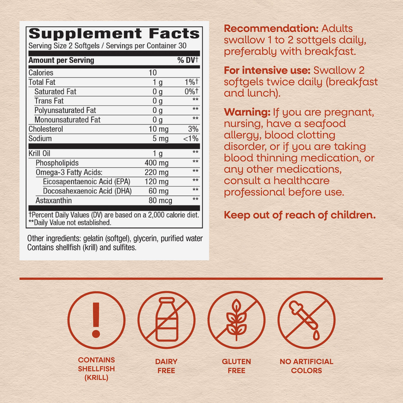 Krill Oil 500mg (60 Softgels) — Supplement Facts