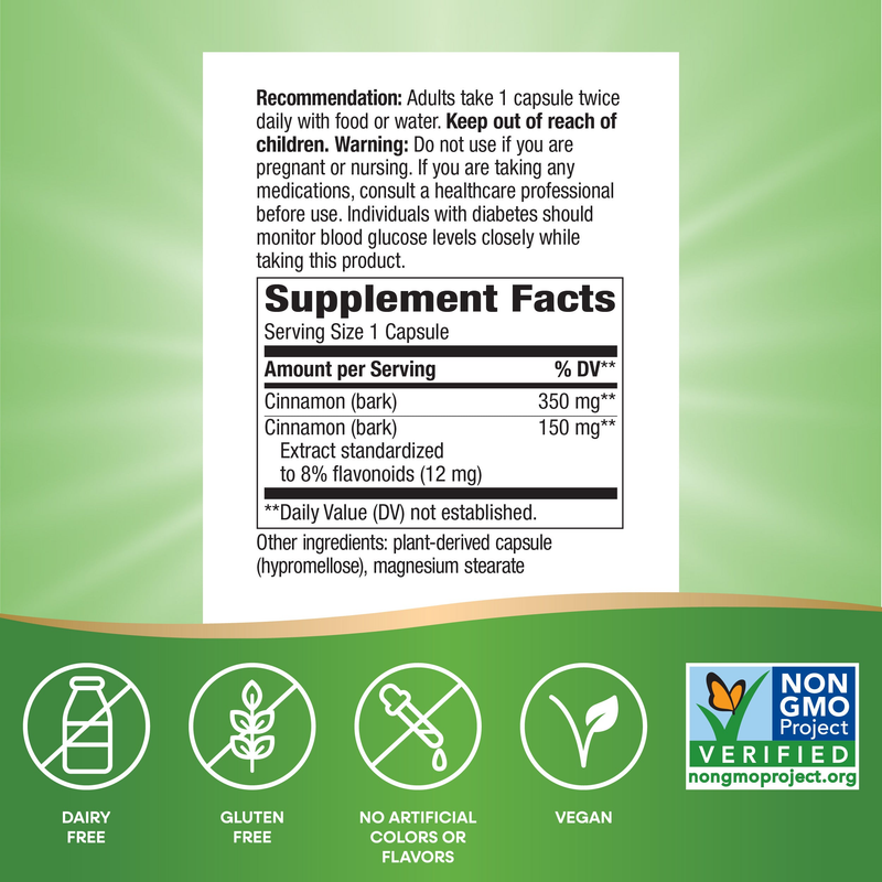 Cinnamon Standardized (60 Capsules) — Supplement Facts
