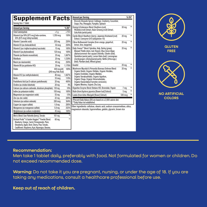 Alive! Once Daily Mens Multi (Ultra Potency) (60 Tablets) — Supplement Facts