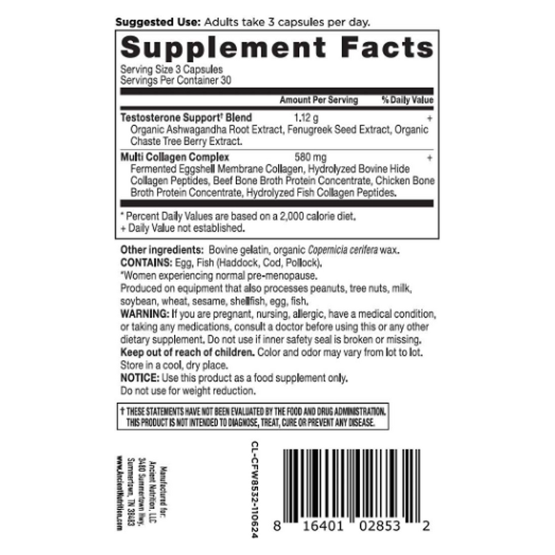 Testosterone Support for Women + Collagen (90 Capsules)