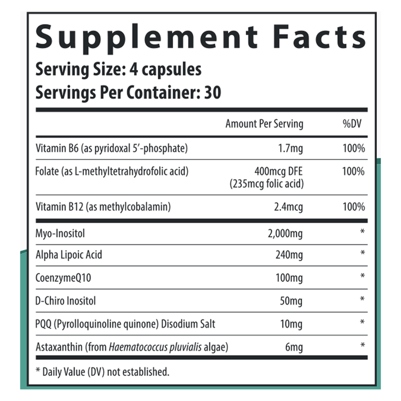PQQ + Myo + D-Chiro Inositol 40:1 Ratio (120 Capsules)