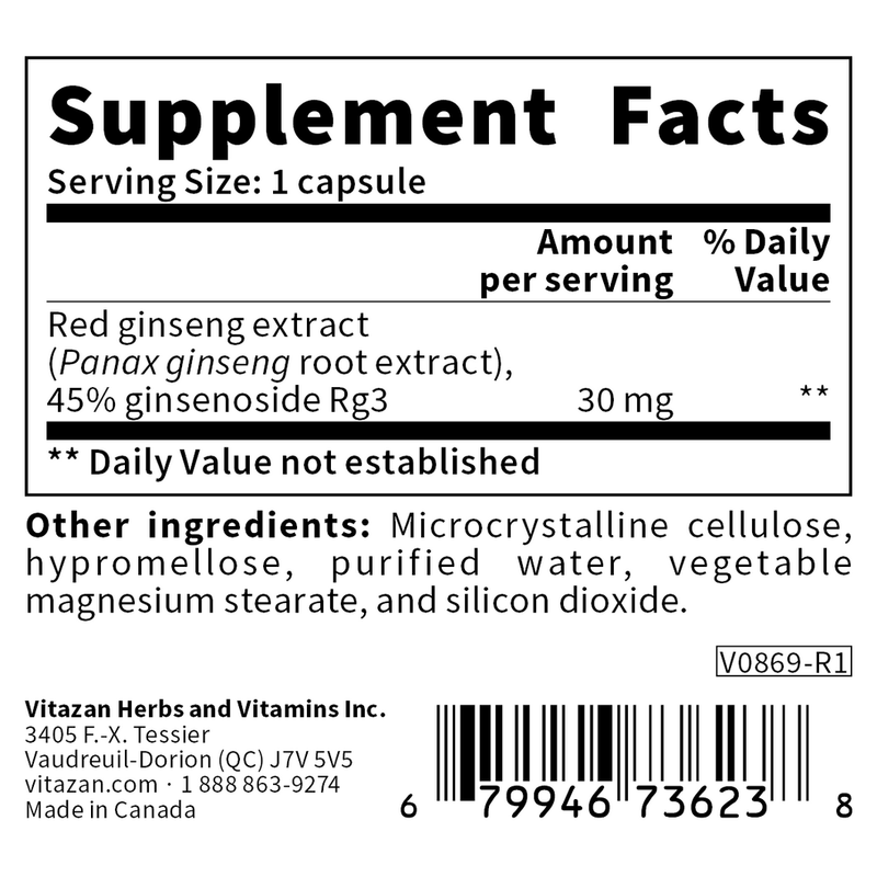 Rg3 Ginseng (Panax Ginseng Root Extract) 30 mg (60 Capsules)