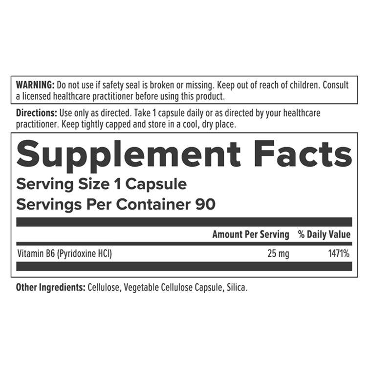 Vitamin B6 - 25mg (90 Capsules)