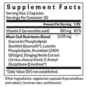 Mast Cell Nutrients label