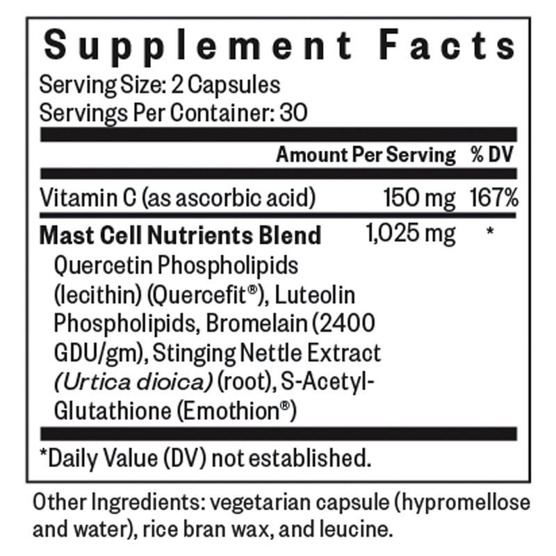 Mast Cell Nutrients label