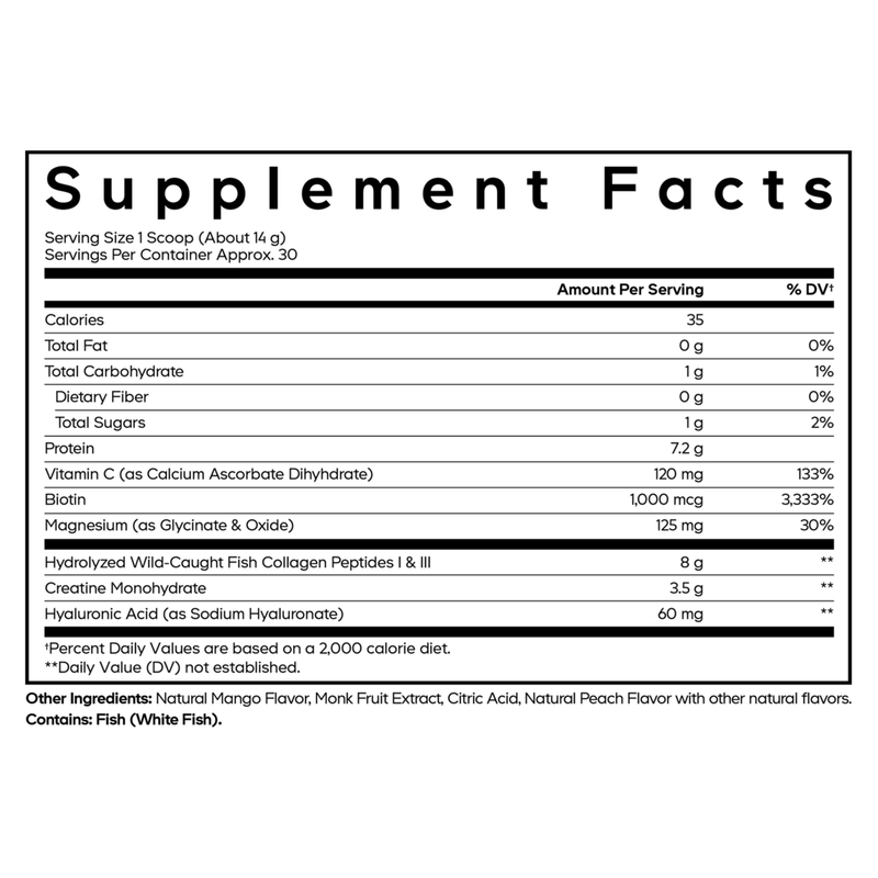 Creatine Collagen Peptides Powder, Mango (426 g)