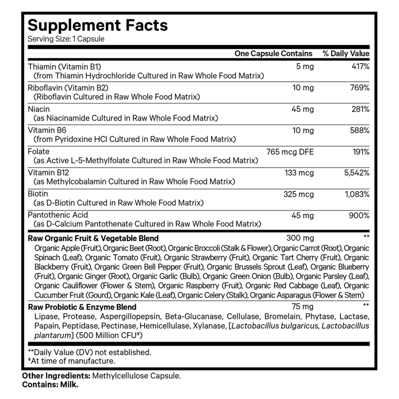Raw Vitamin B Complex (60 Capsules)
