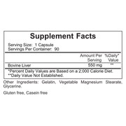 Lyophilized Bovine Liver (90 Capsules)