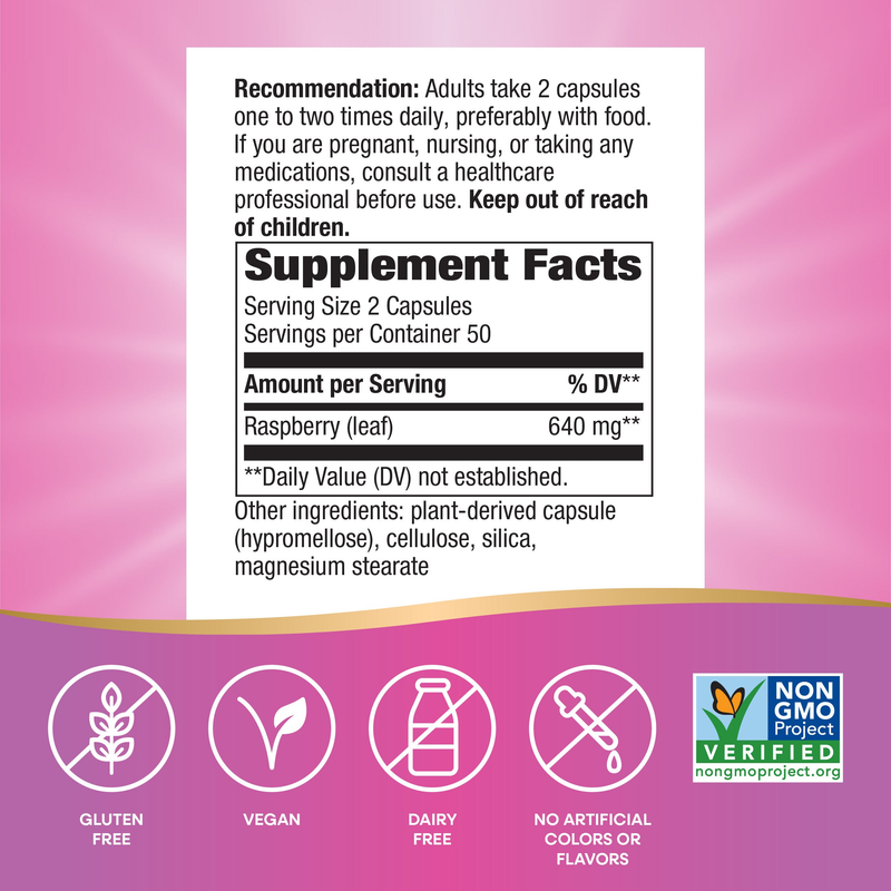 Red Raspberry Leaf (100 Capsules) — Supplement Facts