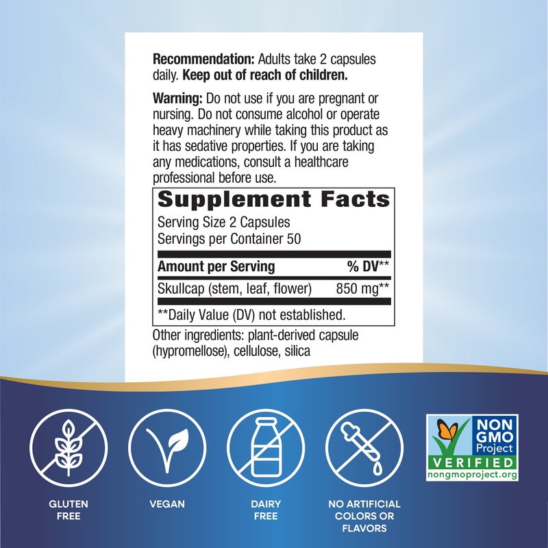 Skullcap Herb (100 Capsules) — Supplement Facts