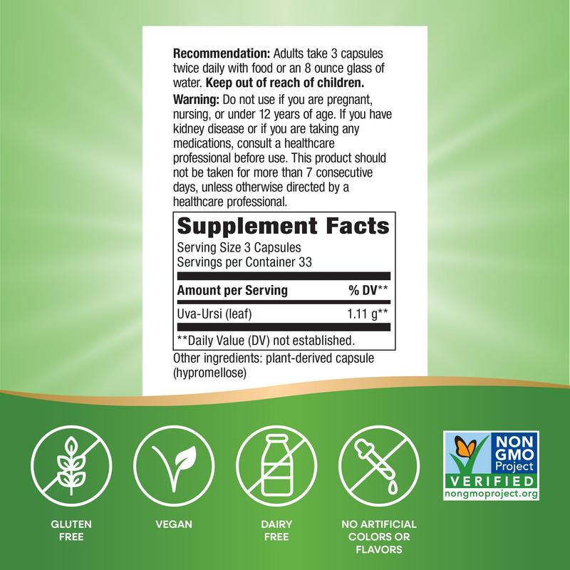 Uva Ursi Leaves (100 Capsules) — Supplement Facts