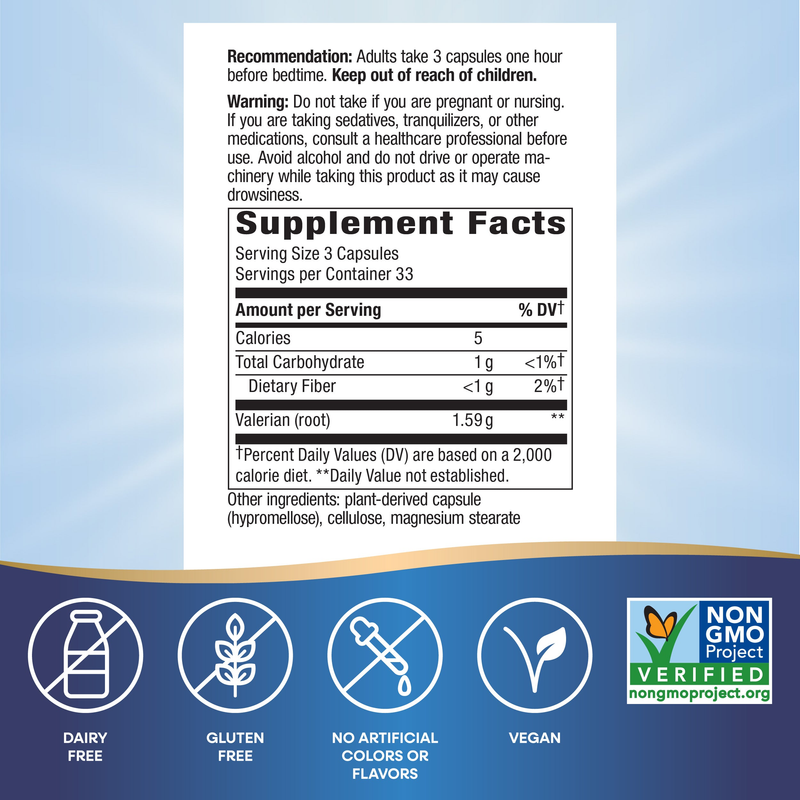 Valerian Root (100 Capsules) — Supplement Facts