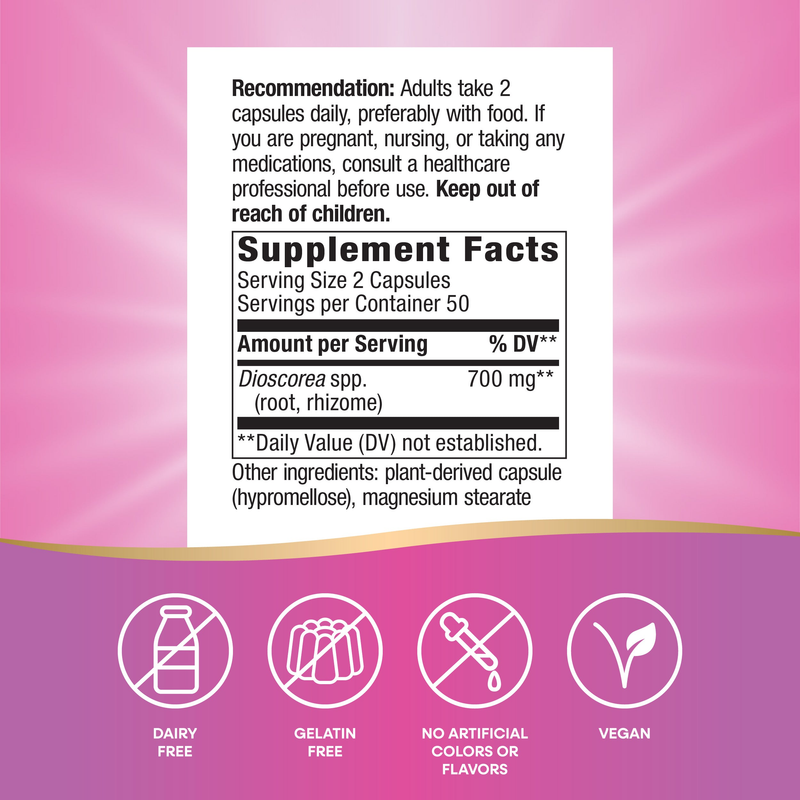 Wild Yam Root (100 Capsules) — Supplement Facts